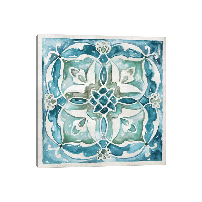 Caribbean Tile III by Nan - Painting on Canvas, Wrapped Canvas, 45.72 cm H x 45.72 cm W x 3.175 cm D