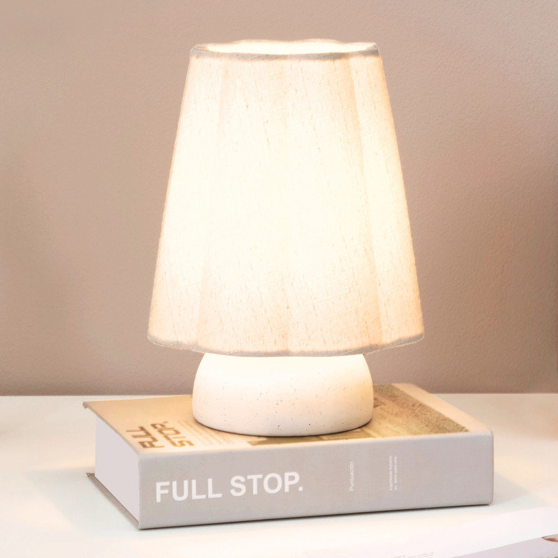 Kylie 9" Modern Ceramic Led Table Lamp With Cream Linen Shade, Bulb Included