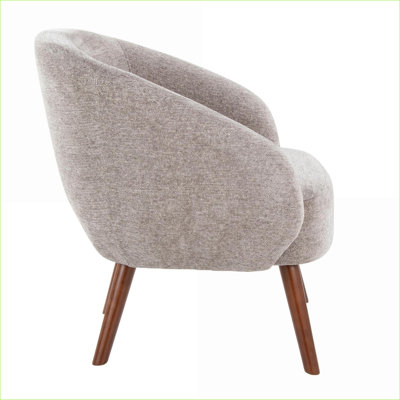 LumiSource Ashland Contemporary Upholstered Chair, Light Gray Fabric with Walnut Brown Wood Legs, Accent Chair for Dining, Living Room, Bedroom for Adults