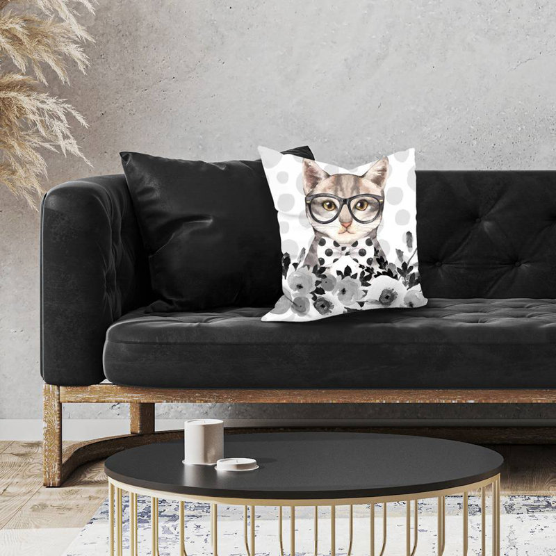 Geek cat - 16"x16" Throw pillow - Poly twill - Print on demand, 16"x16", Polyester/Polyfill