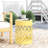 Large Outdoor Metal Table In Yellow, Chic Iron Cut Framework, Powder-Coated Iron, No Assembly Is Needed Yellow - Large, Modern Design End Table, Ready To Place,-1741704899