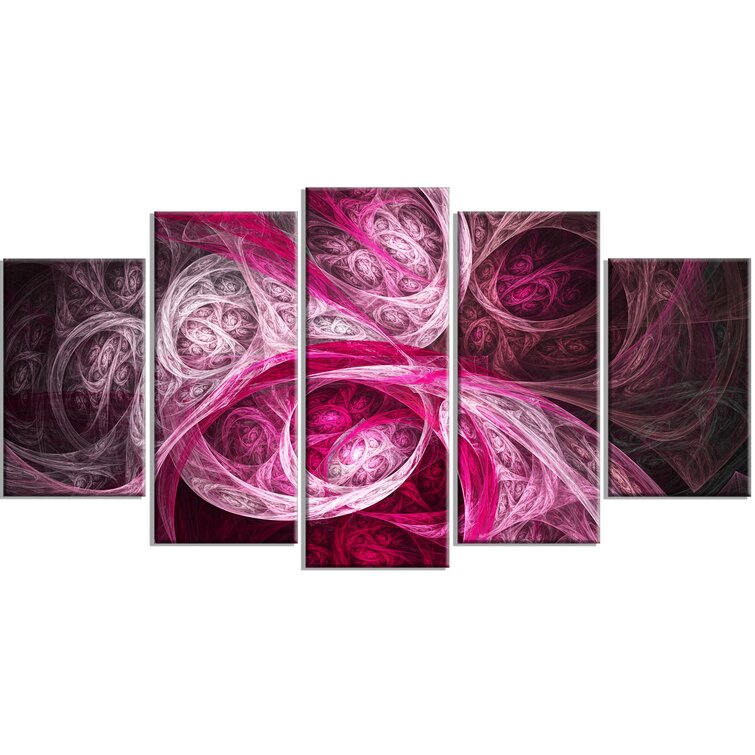 DesignArt Mystic Pink Fractal Wallpaper On Canvas 5 Pieces Print | Wayfair