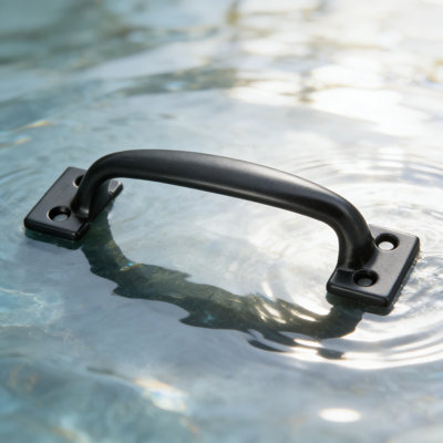 Poignée de porte noire galvanisée, longueur de 6,5 po pour les portes en métal et en bois, comprend les vis de fixation