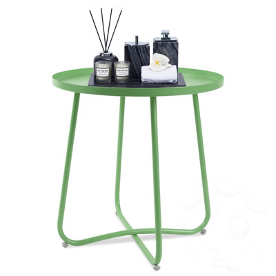 Table d'appoint d'extérieur ronde en métal