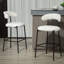 Tabouret de bar 26 po à hauteur de comptoir avec tabouret de bar et housse en tissu noir avec revêtement thermolaqué et repose-pieds-2047895342