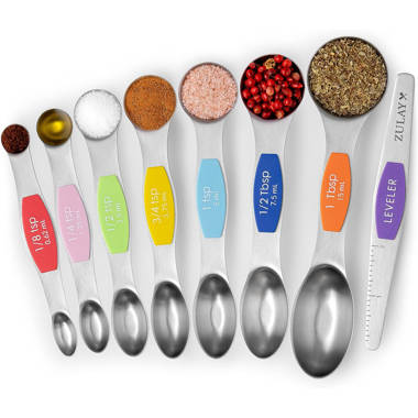 Zulay Kitchen 10-Piece Stainless Steel Measuring Cups and Spoons Set -  Multicolored Spoons and Cups 