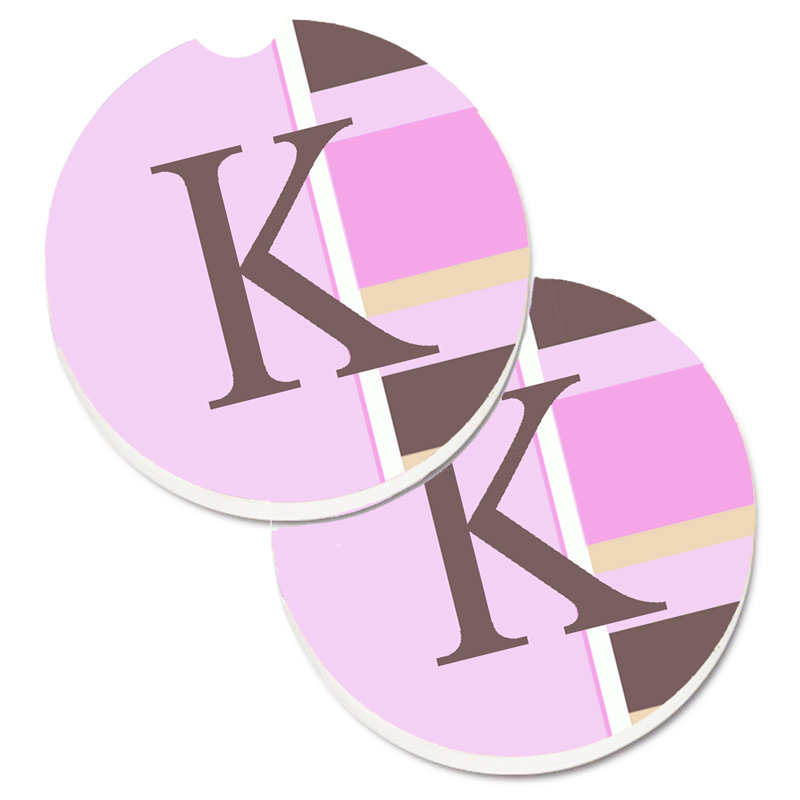 Sous-verre voiture monogramme initial, K, Rose