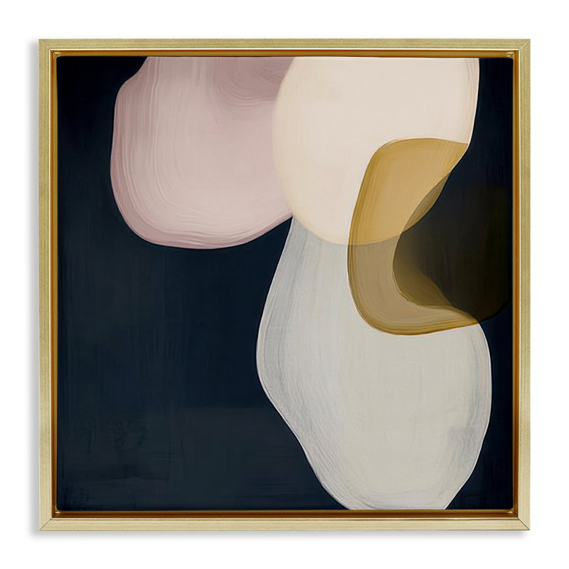 «Neutral Rounded Forms» encadrée par Floater, conception par Irena Orlov, H 25 po x l 25 po, Cadre flottant métallique doré