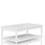 Table basse blanche avec et deux espaces de rangement, en bois massif et 2 tiroirs de style transitionnel