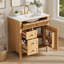 30" Natural Wood Grain Bathroom Vanity with Ceramic Sink, Solid Wood Legs