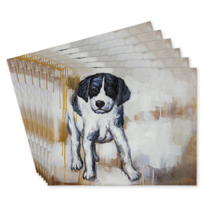 Curious Puppy Dog Polyester Roksanda Set of 6 - Home Decor