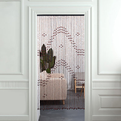 31 Strips Solid Wood Beaded Curtain String Screen Door Curtain Decor 90X175Cm