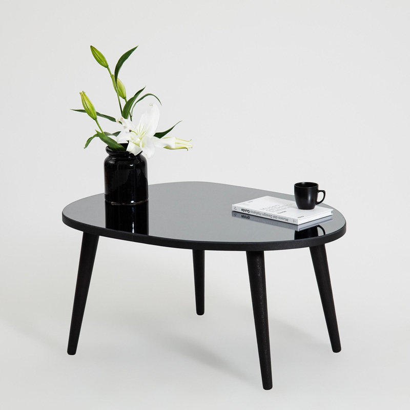 Modern Coffee Table, 100% Tempered Glass Top, Black & Fume, 29.5 x 15.0 x 21.7 inches | Durable 100% Melamine Coated Particle Board Frame, Stylish Solid Color Design | Perfect for Living Room & Contemporary Spaces