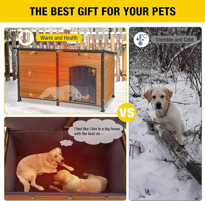 Solid Wood Portable Insulated Igloo Style Dog House