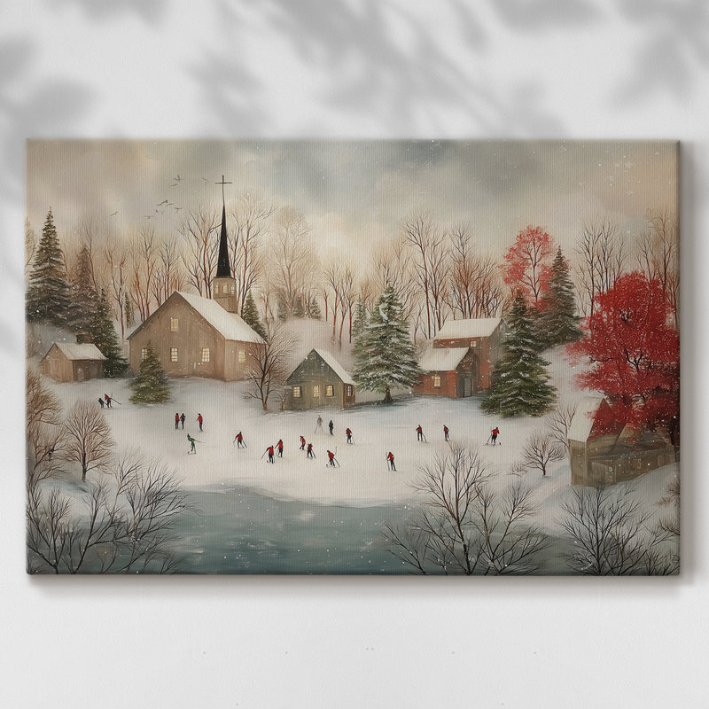 Toile tendue avec châssis doré de qualité supérieure Serenade of Sleigh, H 8 po x l 12 po