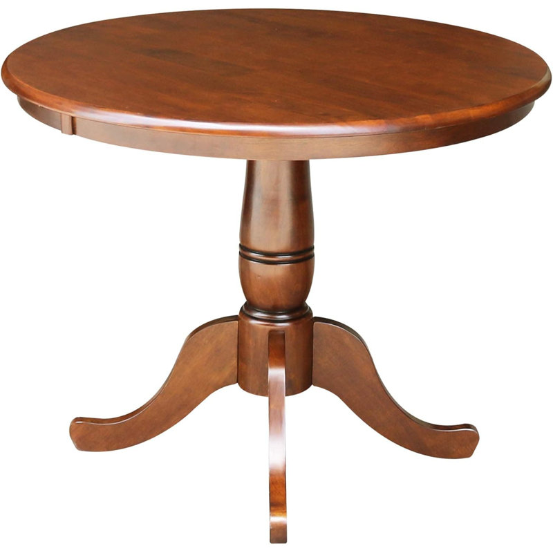 Table de salle à manger ronde à piédestal avec rallonge - plateau de boucher, hauteur réglable pour le comptoir, le bar ou la salle à manger, s'agrandit