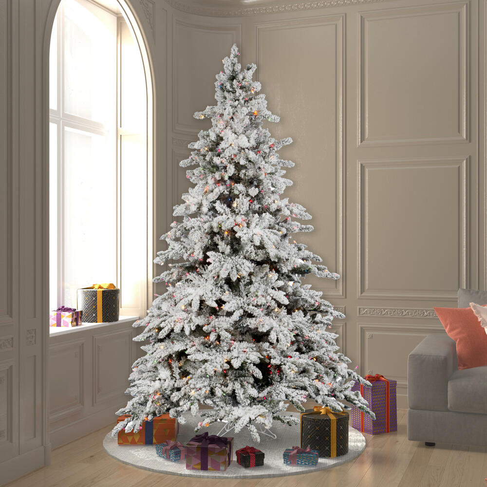 Utica Flocked Fir Artificial Christmas Tree with Multicolored Light The Holiday Aisle®