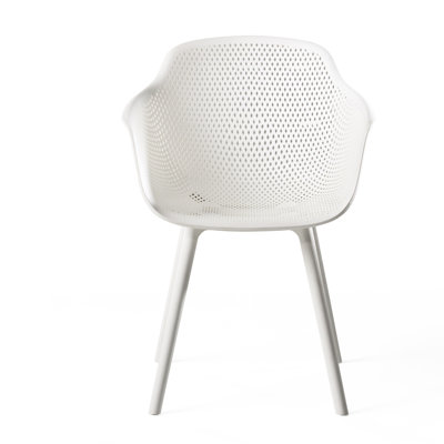 Chaises d'extérieur Lotus Chair - Polypropylène blanc, structure résistante aux intempéries et à la mode avec motif à losanges