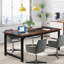 Grand bureau d'ordinateur 63 "moderne pour bureau à domicile - Table d'écriture robuste avec structure en acier (sans la chaise)