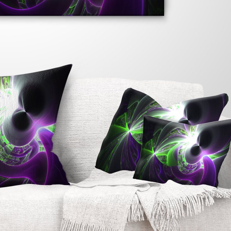 Plasma brillant - coussin abstrait imprimé, Mauve / Vert