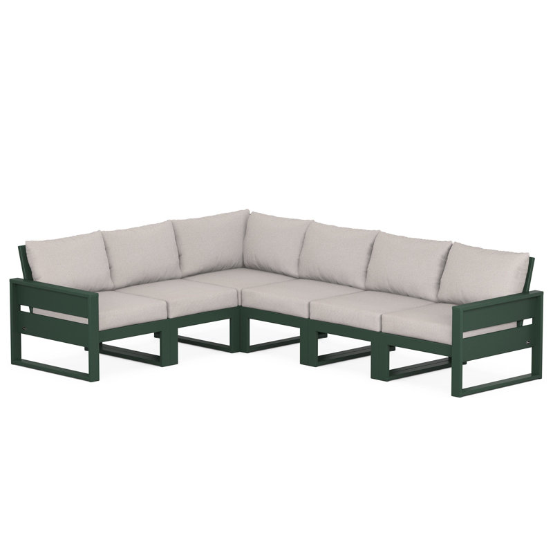 TREX Outdoors Eastport 5 - Person Outdoor Seating Group with Cushions, Green, Dune Burlap