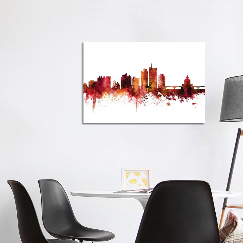 Cedar, Rapids Iowa Skyline by Michael Tompsett - Wrapped Canvas Gallery-Wrapped Canvas Giclée