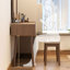 Ensemble de table de maquillage moderne en bois massif avec miroir, chaise et tiroirs