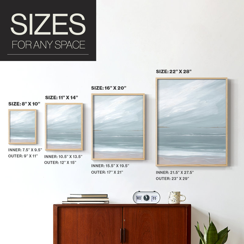 Aqua Soft Shores I, reproduction encadrée - bois massif, Naturel, H 15 po x l 12 po