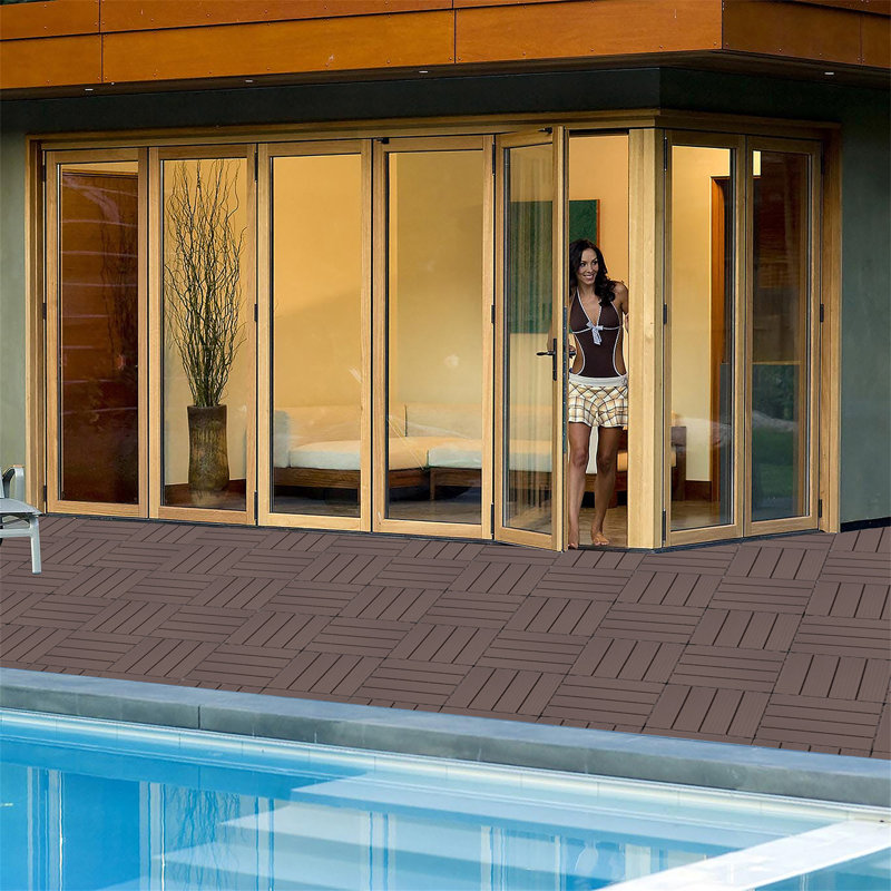 Carreaux de terrasse en plastique emboîtables, Café clair
