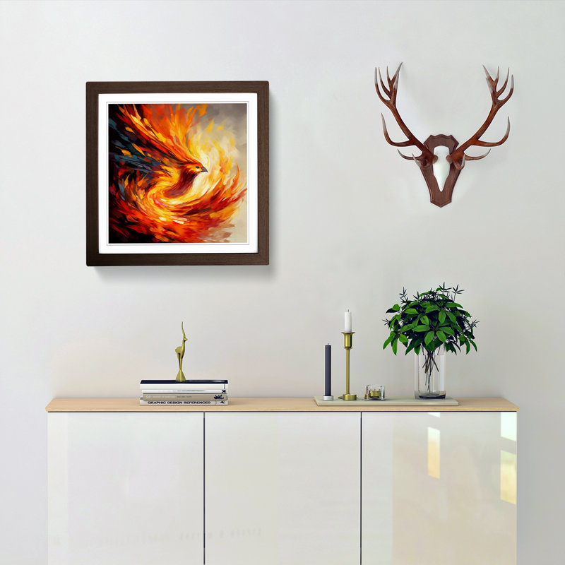 Phoenix No.1 - Single Picture Frame Print on Wood, Walnut