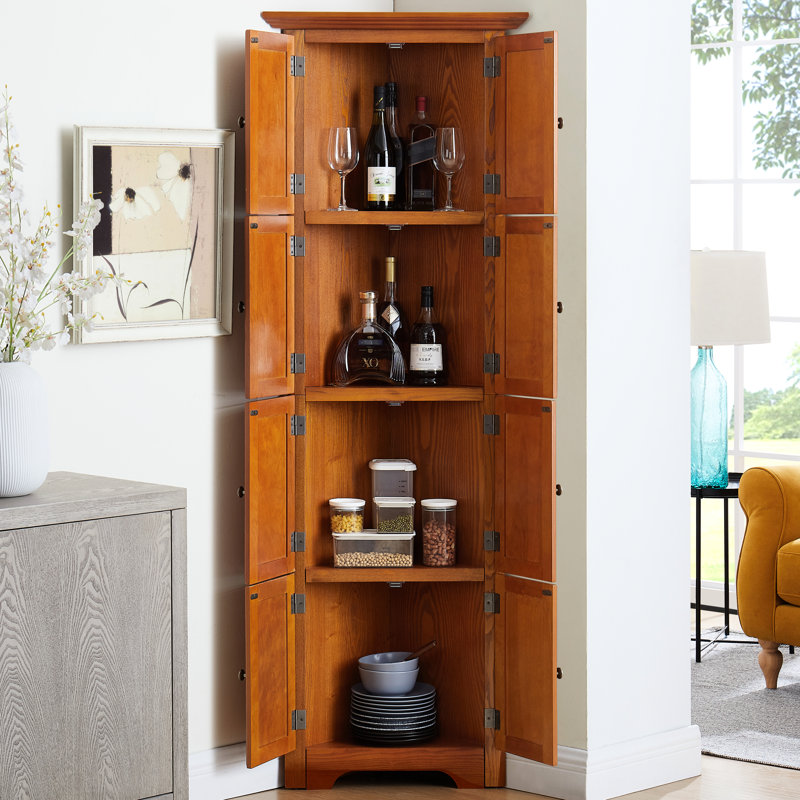 Armoire de coin 72 po avec 8 portes - Gardez vos articles organisés de couleur chêne pour la salle à manger