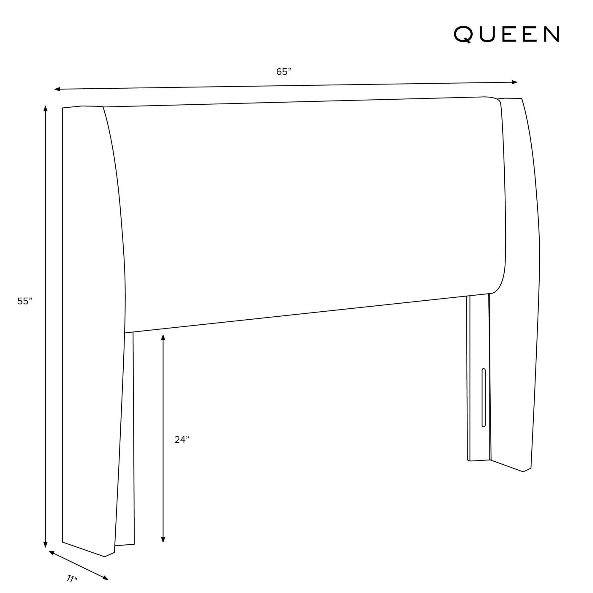 Tilly Upholstered Headboard, Queen, Fritz Indigo Stripe