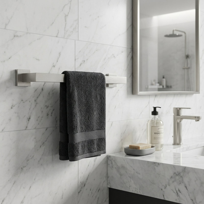 Porte-serviettes mural 24 po en acier inoxydable, 1, Nickel brossé