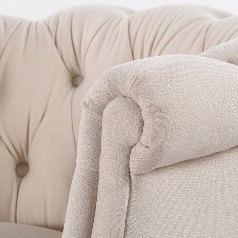 Assiya Upholstered Barrel Chair, Sky Neutral Beige