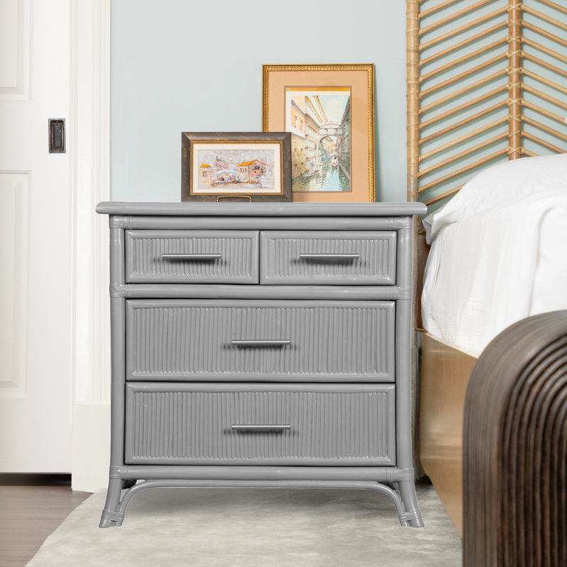 Table de chevet 4 tiroirs Bermuda, Gris clair