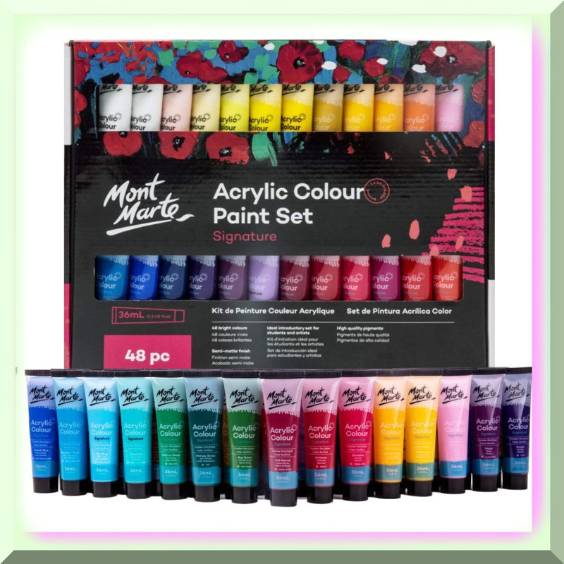 48 Semi-Matte Acrylic Paints Set 36ml Tubes
