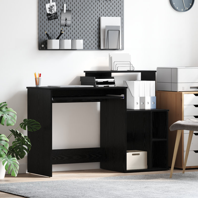 Desk With Storage 120.5X44x88.5 Cm Engineered Wood, Black Oak