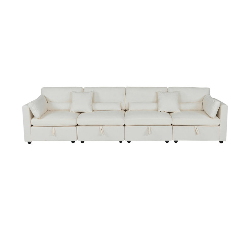 Canapé modulaire modulaire moderne avec accoudoirs rembourrés et rembourrés et modulaire réversible de 145 po de largeur (sans repose-pieds)