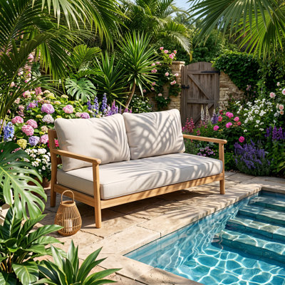 Christopher Knight Home 50.5" W x 27.5" D x 26.25" H Solid Acacia Wood Patio Loveseat