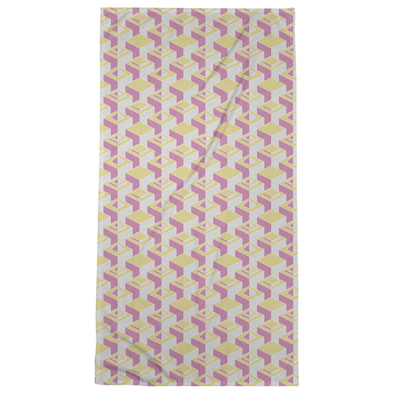 Serviette de plage classique gratte-ciels, Vert olive / rose clair