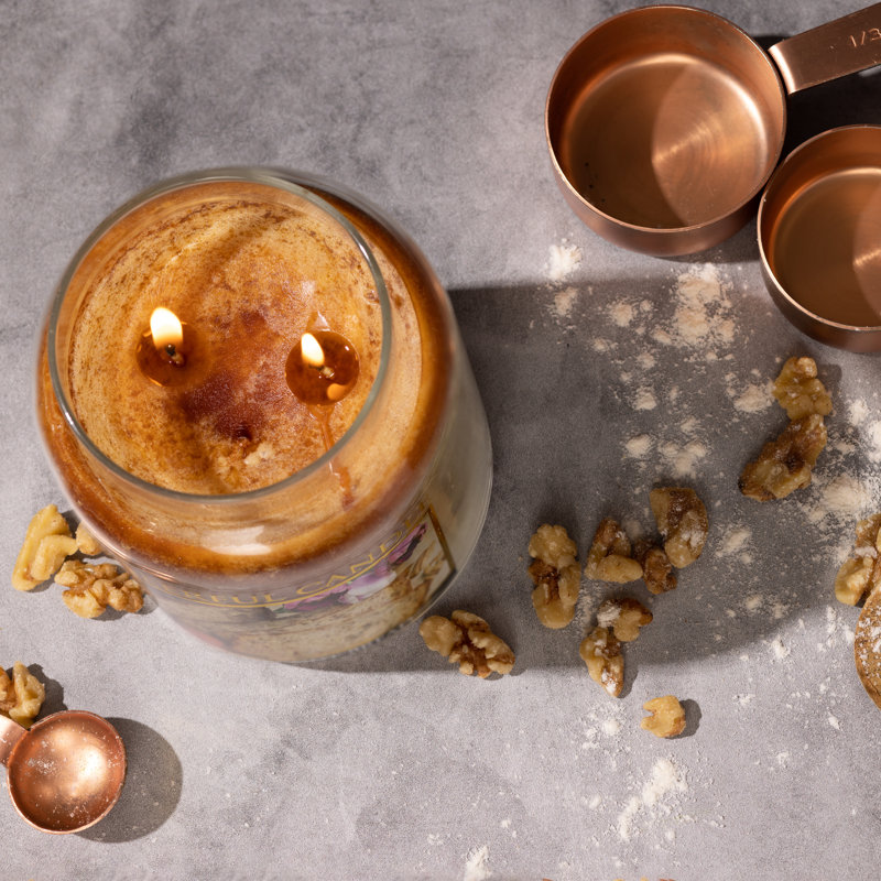 Banana Nut Bread Scented Glass Jar Candle with Lid, 24oz