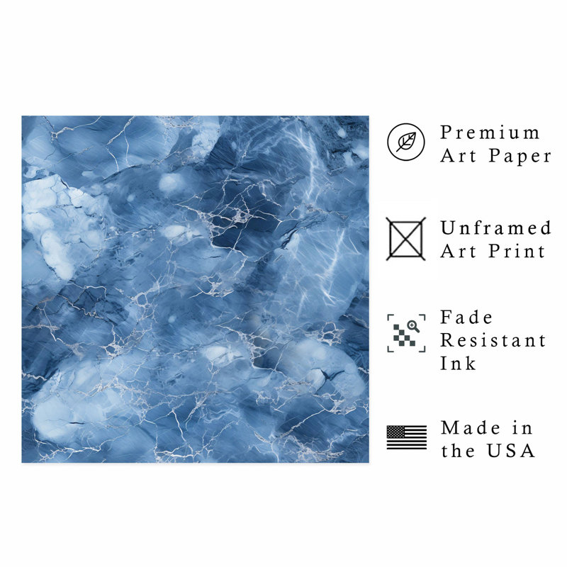 «Abstract Blue Geode», reproduction d'art moderne sans cadre II, H 14 po x l 14 po