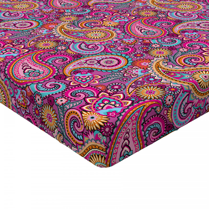 Drap-housse en microfibre à motif cachemire, Drap-housse grand, Cachemire rose