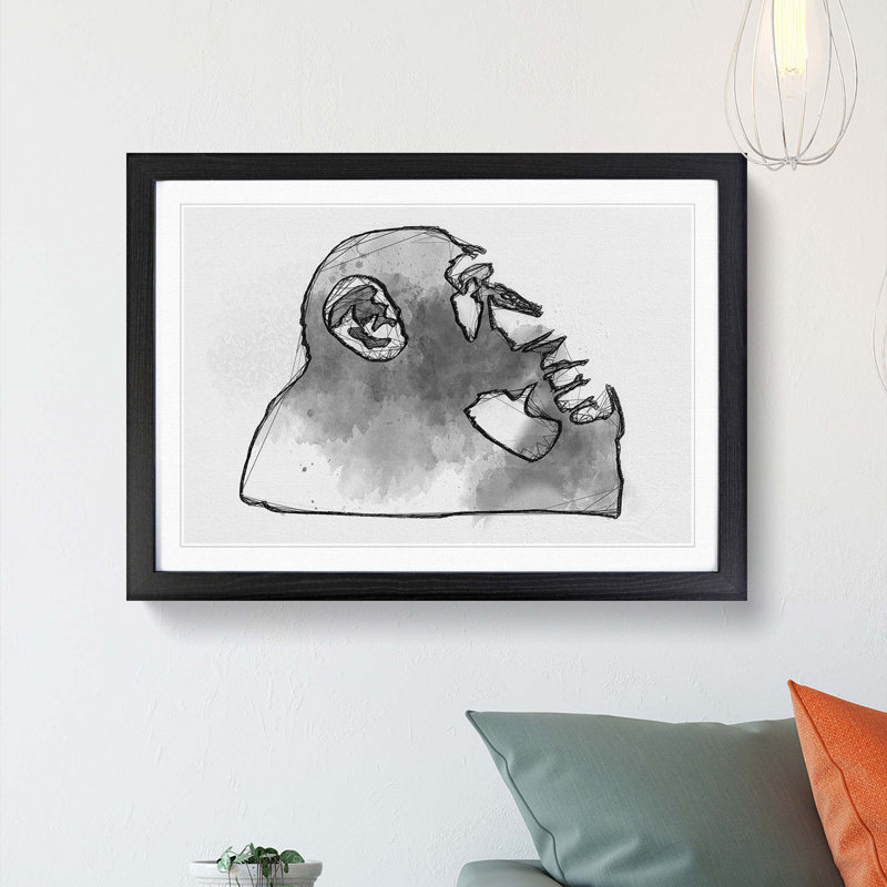Thinker Monkey by Banksy - Framed Print, 60cm H x 91cm W x 2cm D, Black