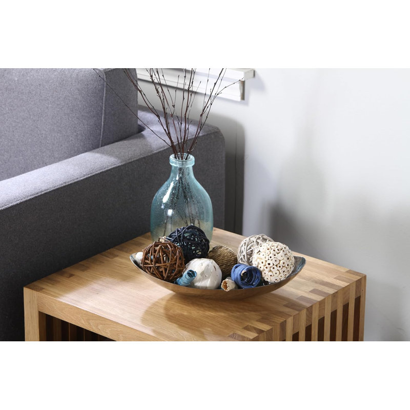 Hosley Hammered Stainless Steel Oval Bowl – 13.5” Decorative Centerpiece for Candles, Orbs, Potpourri & Table Styling | Modern Home & Event Décor