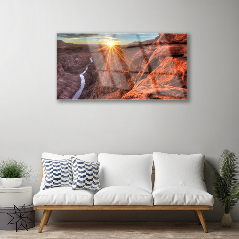 Landscape Sun Desert - No Frame Print on Glass
