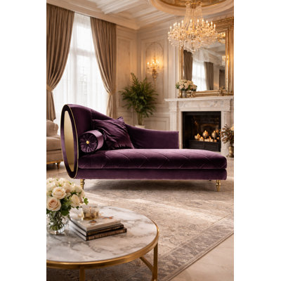 Ramone Left-Arm Chaise Round Arm Chaise Lounge by Everly Quinn