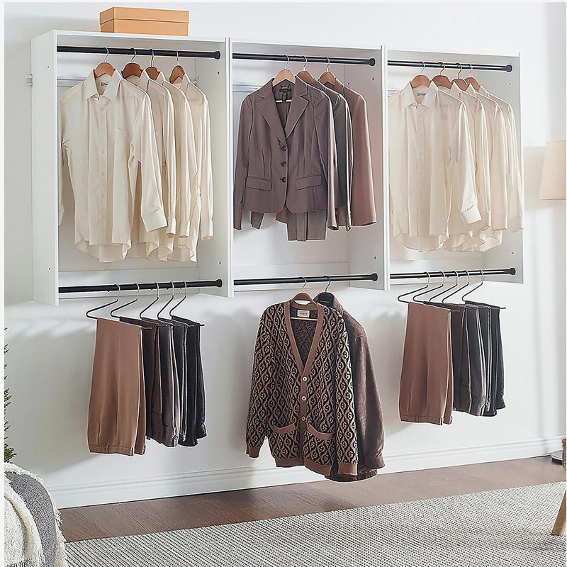 Devi White Wall Mounted Wood Closet System, White