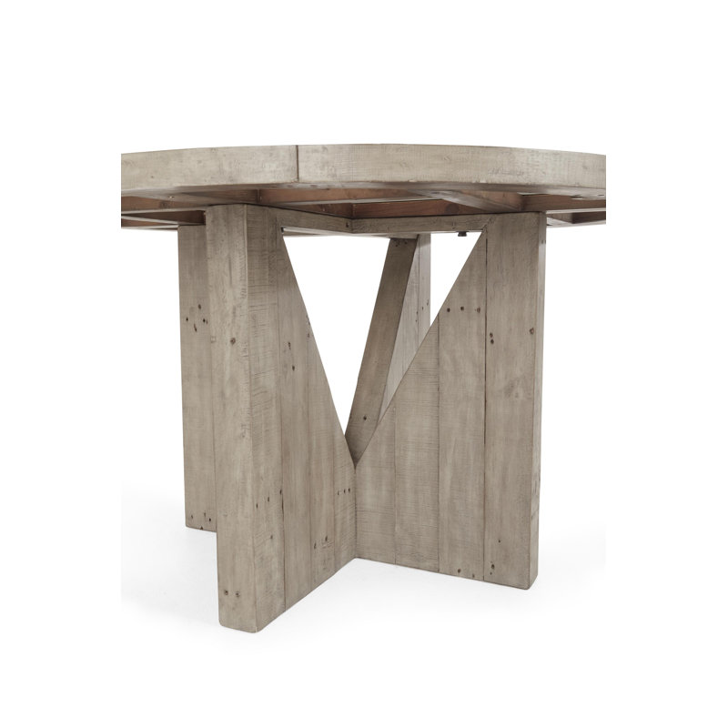 Vincent 55" Concrete Gray Reclaimed Pine Round Dining Table