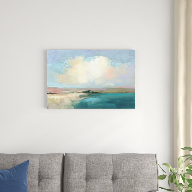 «Coastal Sky» par Julia Purinton - peinture sur toile tendue, H 20 po x l 30 po, Impression encadrée sans passe-partout